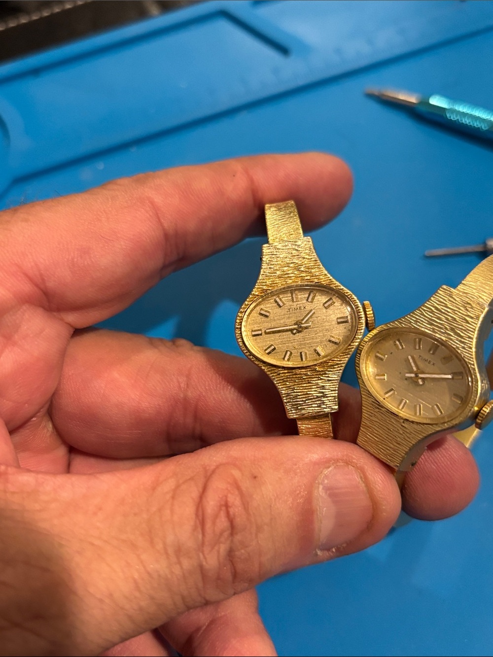 Timex Gold-Tone Women's Textured Bracelet Watch Pair